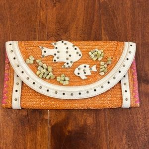 Elliott Lucca orange/pink fish clutch
